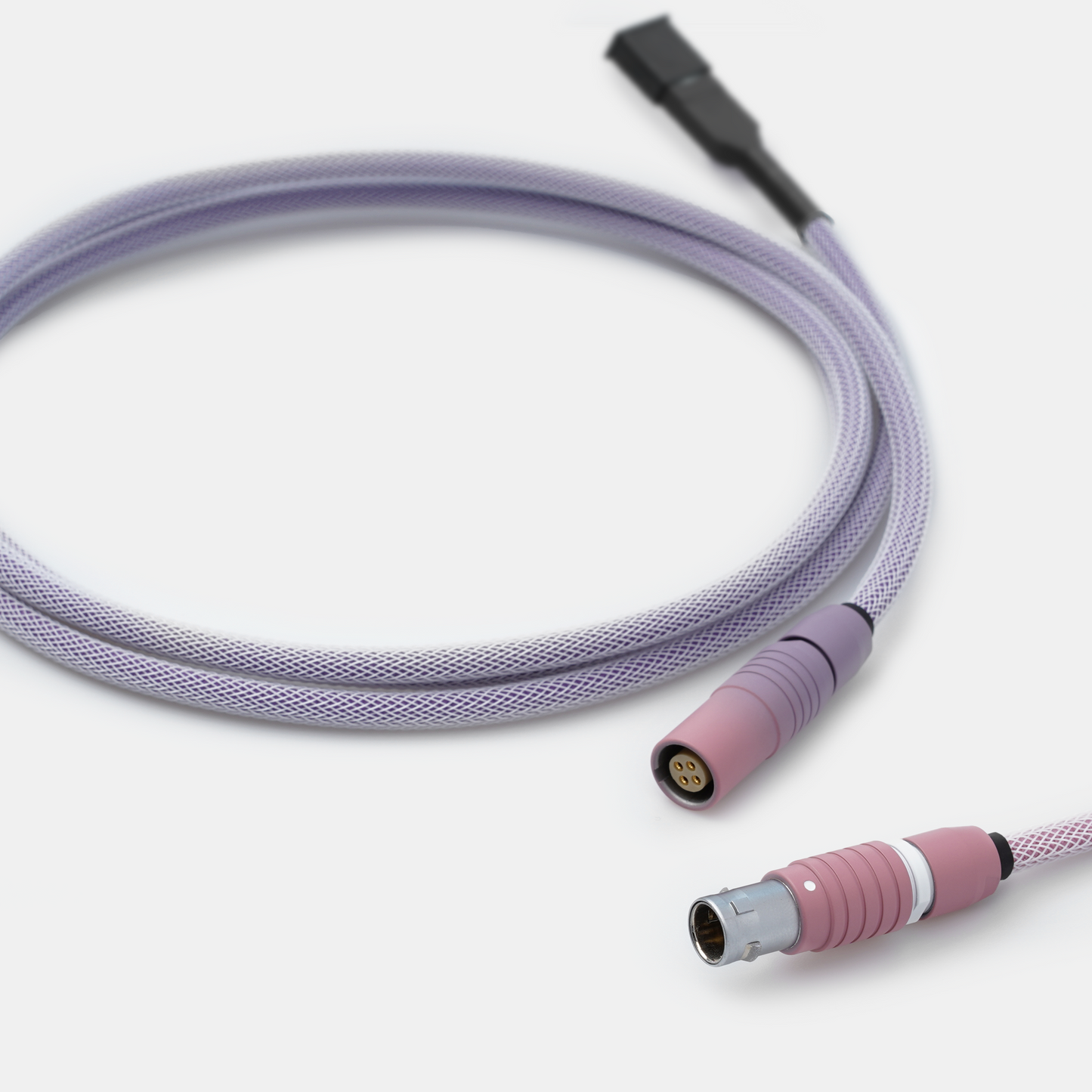 a dusk themed keyboard cable with a 5 feet usb-a end and a 5 inch usb-c end.