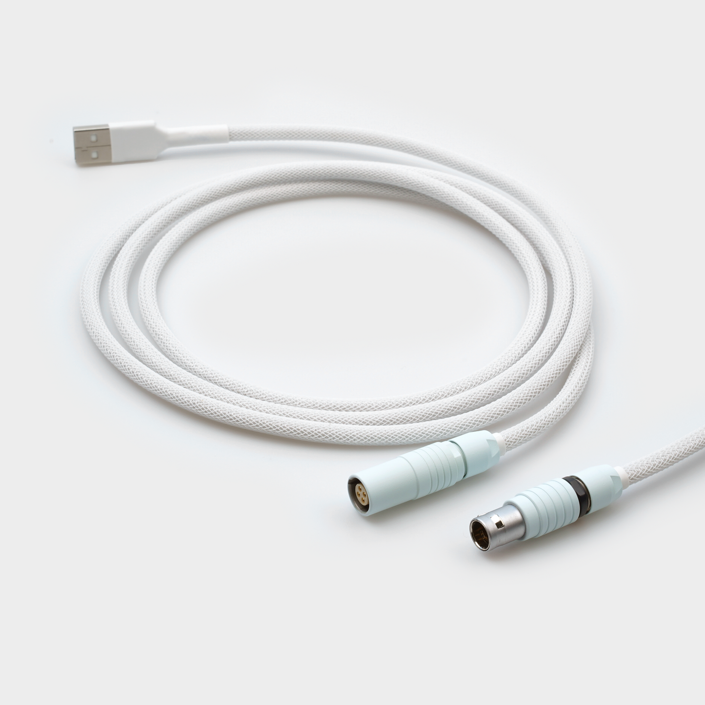 a kanagawa themed keyboard cable with a 5 feet usb-a end and a 5 inch usb-c end.