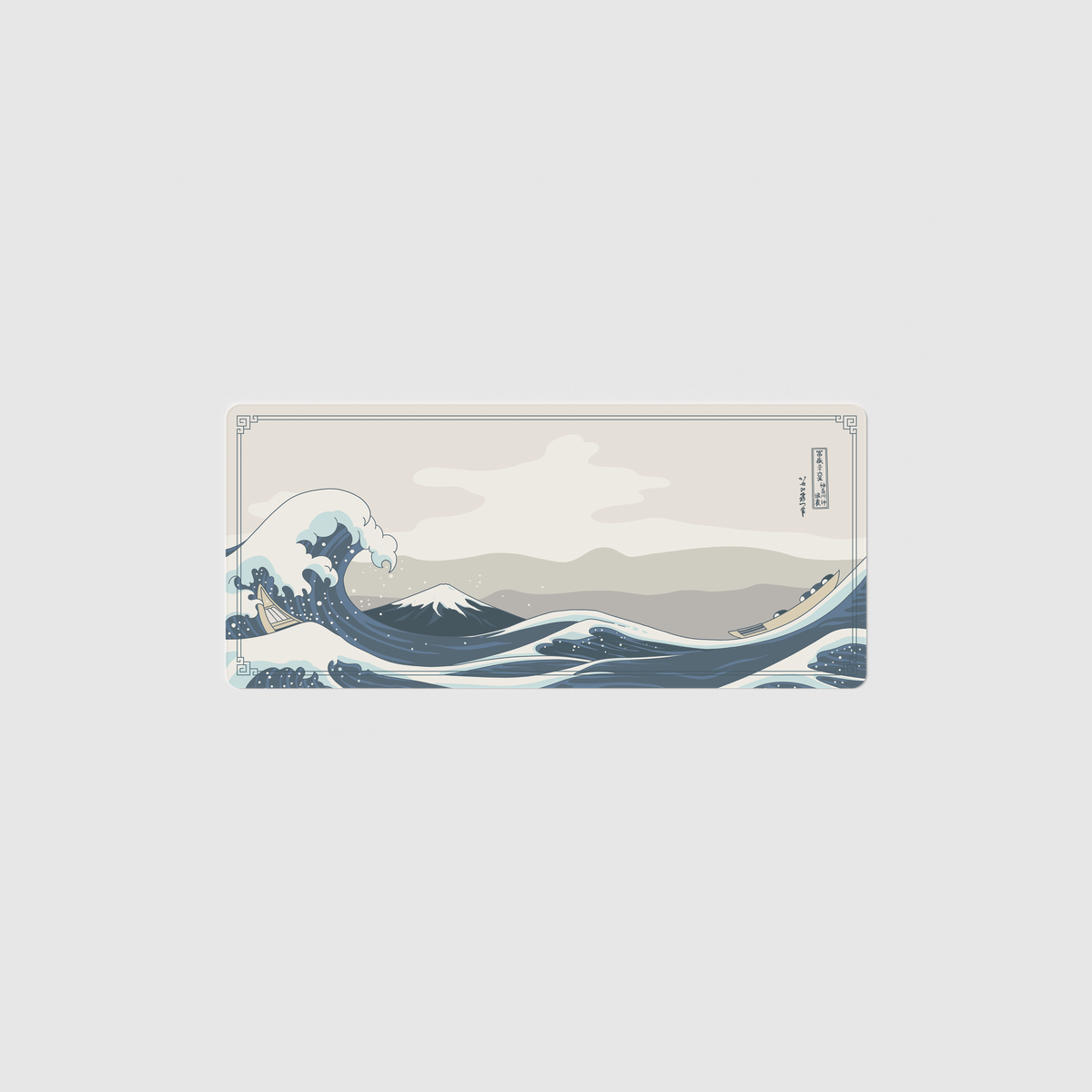 the 70x30cm special edition kanagawa desk mat with edge-stitched trim.
