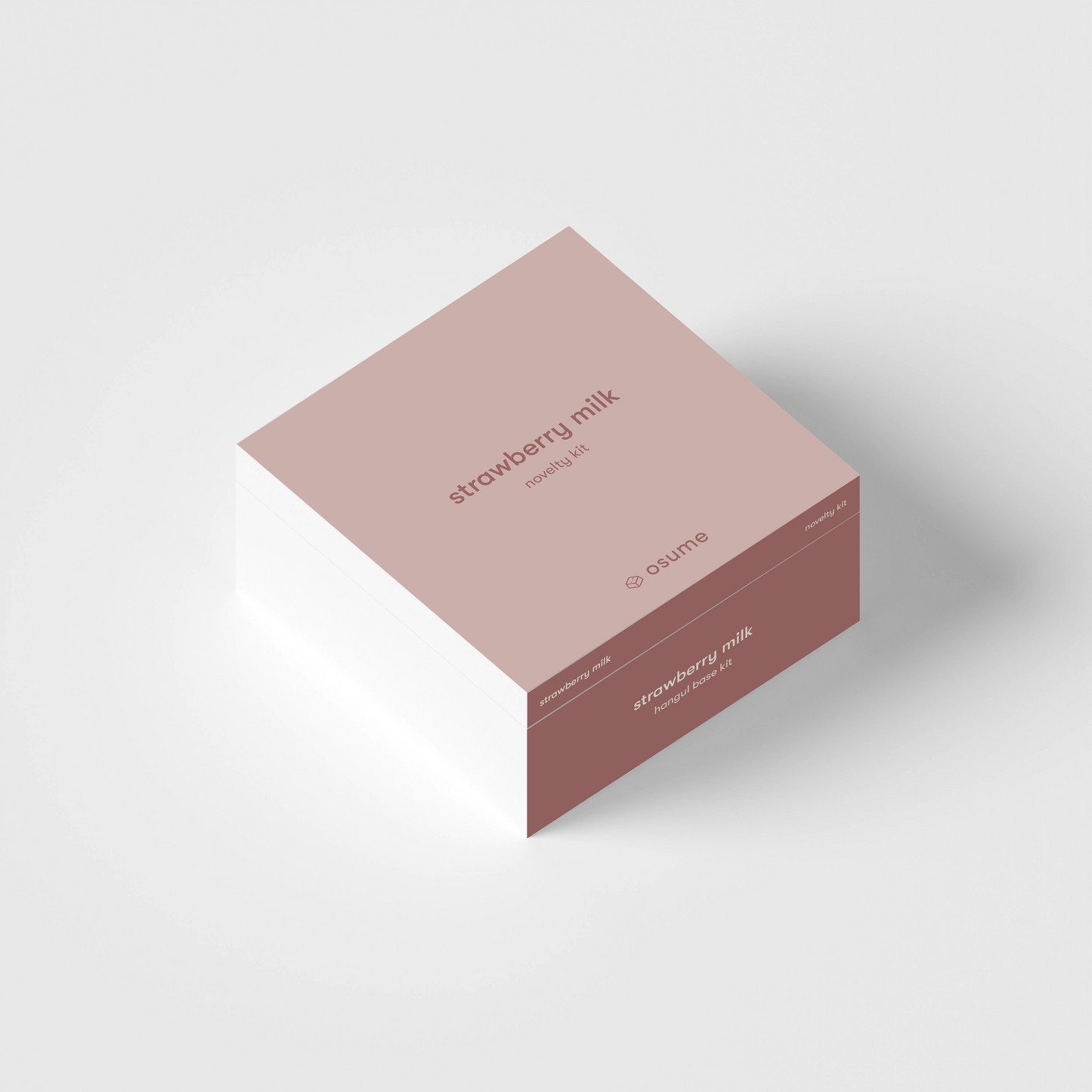 the square packaging of the strawberry milk hangul keycaps bundled with the strawberry milk novelty kit.