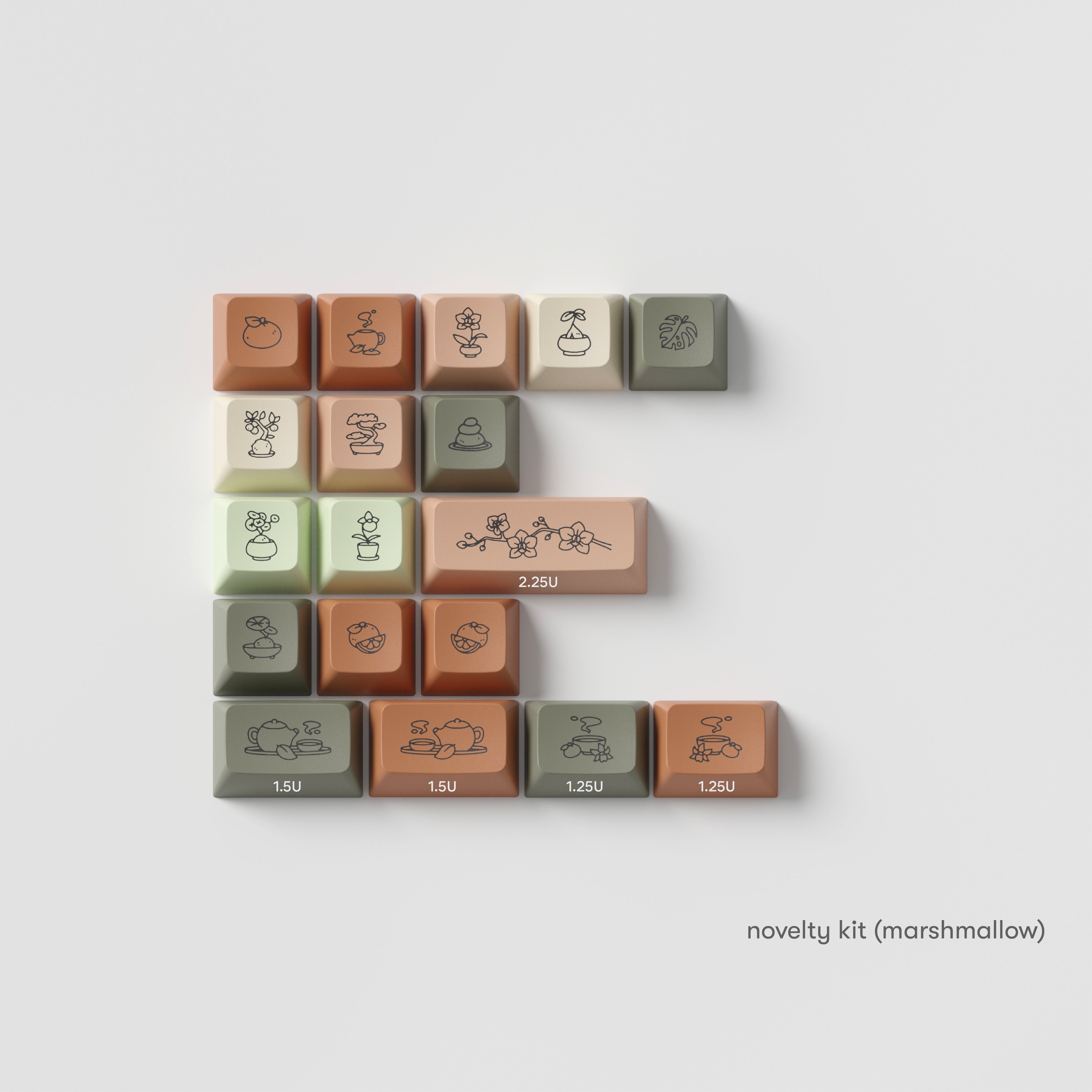 キーボード OSUME zen marshmallow keycaps + novelty zen marshmallow novelty kit – osume