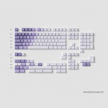 all the standard base kit bloom keycaps in cherry profile laid flat.