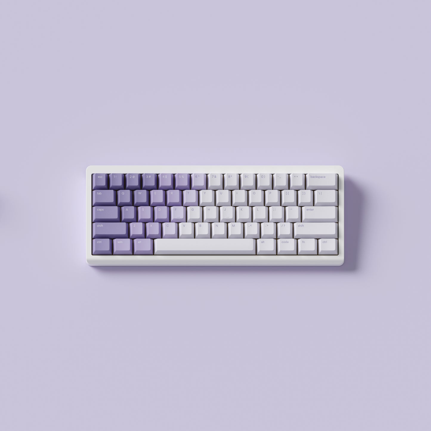 the standard bloom keycaps, in cherry profile, on a white 60% keyboard.