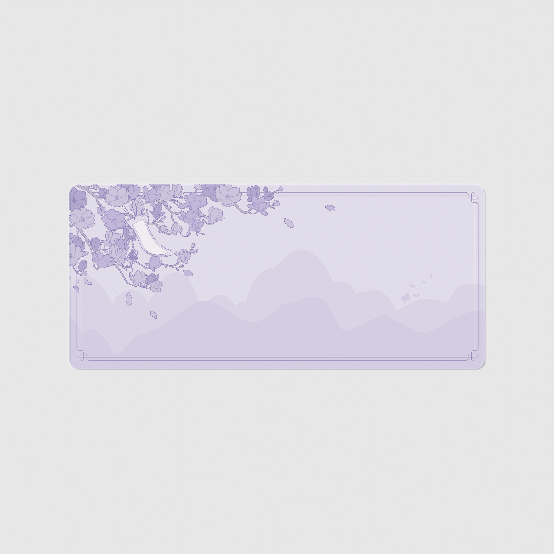 the 90x60cm special edition bloom desk mat with edge-stitched trim.