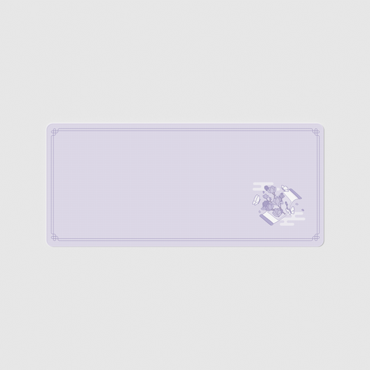 the 90x60cm standard edition bloom desk mat with edge-stitched trim.