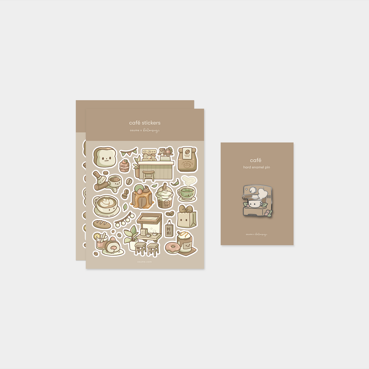 Sticker Bundling café pin and sticker bundle – osume