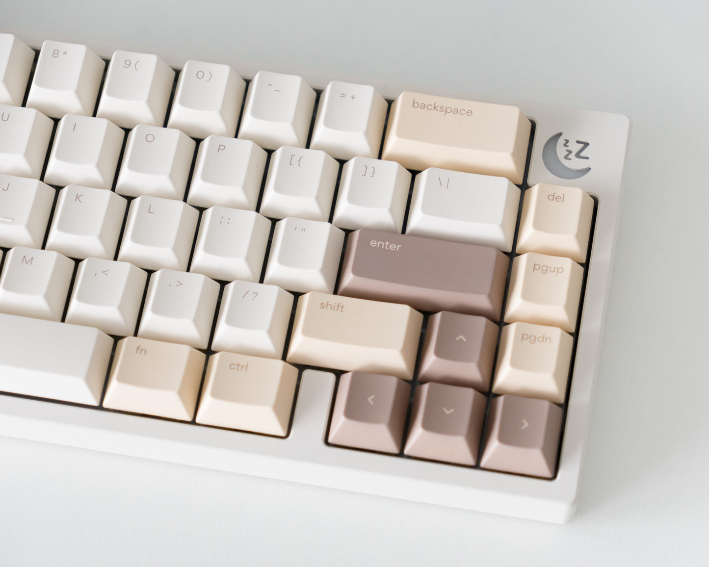 the standard dalgona keycaps, in cherry profile, on a starlit white nemui keyboard.