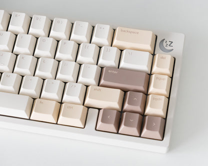 the standard dalgona keycaps, in cherry profile, on a starlit white nemui keyboard.