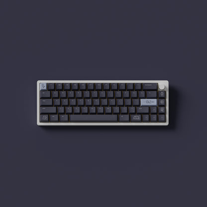 the standard horoscope keycaps, with the scorpio novelty kit, on a white 65% keyboard.