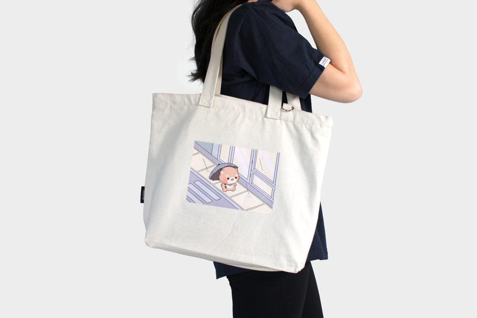 rainy day canvas tote bag