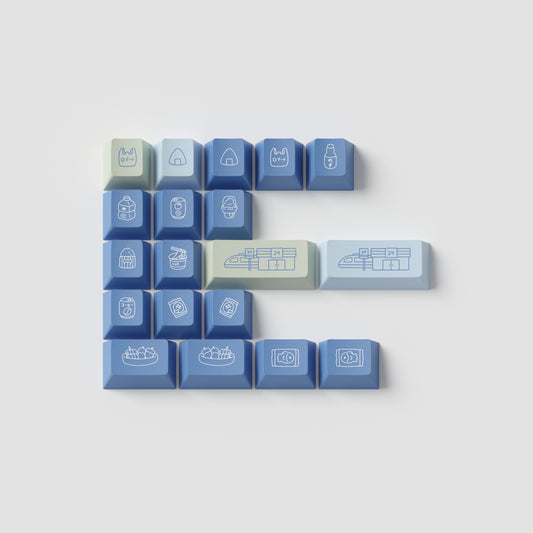 the standard edition konbini green novelty keys in cherry profile. featuring japanese convenience store illustrations.