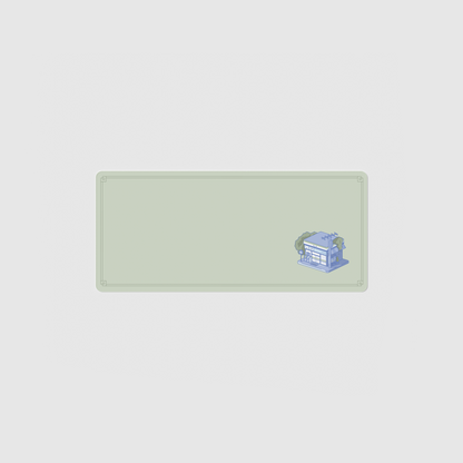 the 70x30cm standard edition konbini green desk mat with edge-stitched trim.