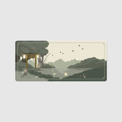 the 90x60cm special edition mori desk mat with edge-stitched trim.