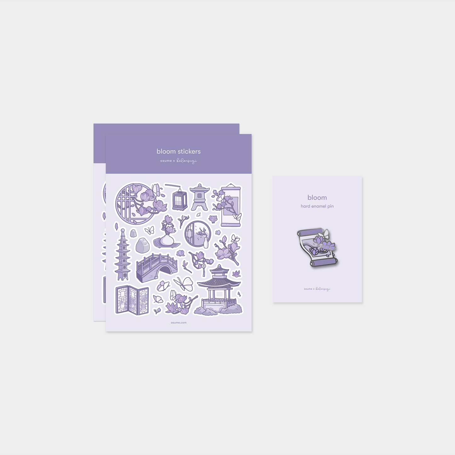 bloom pin and sticker bundle
