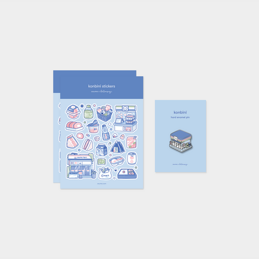 konbini pin and sticker bundle
