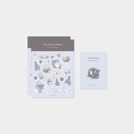 lilac dreams pin and sticker bundle