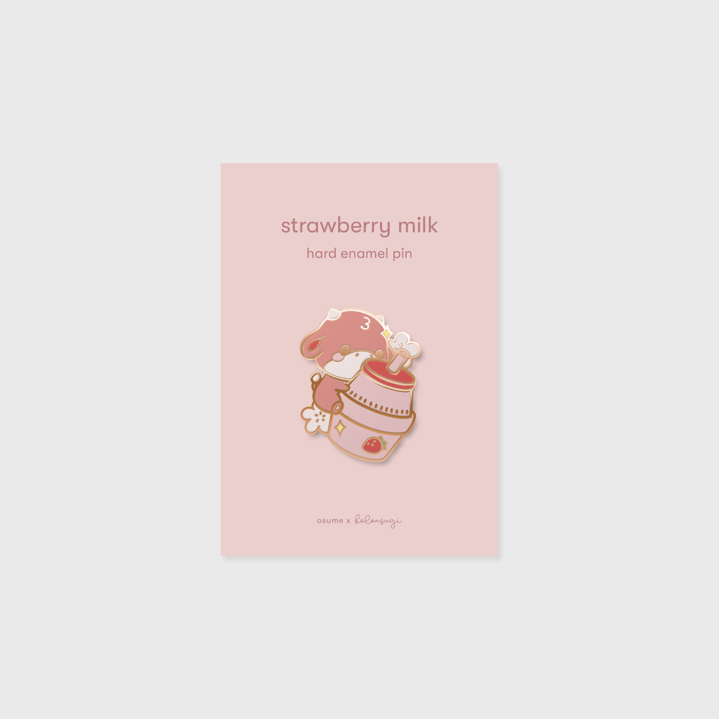 strawberry milk enamel pin