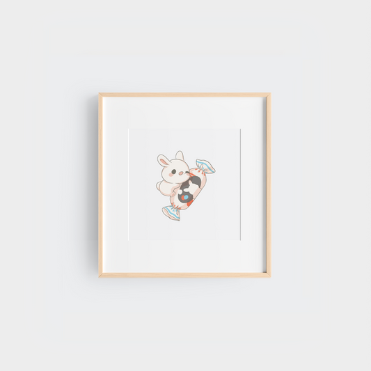 white rabbit art print