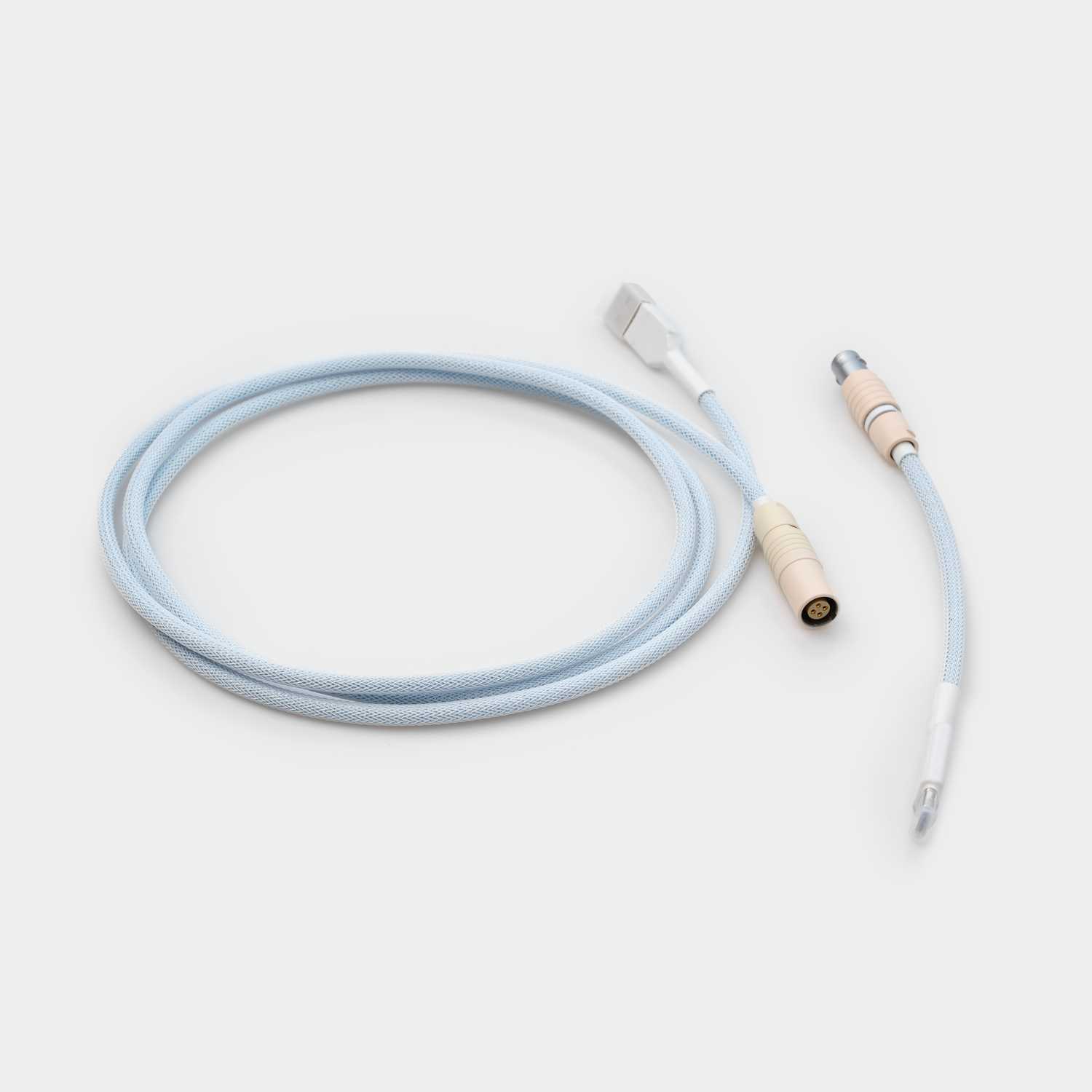 a winterglow themed keyboard cable with a 5 feet usb-a end and a 5 inch usb-c end.