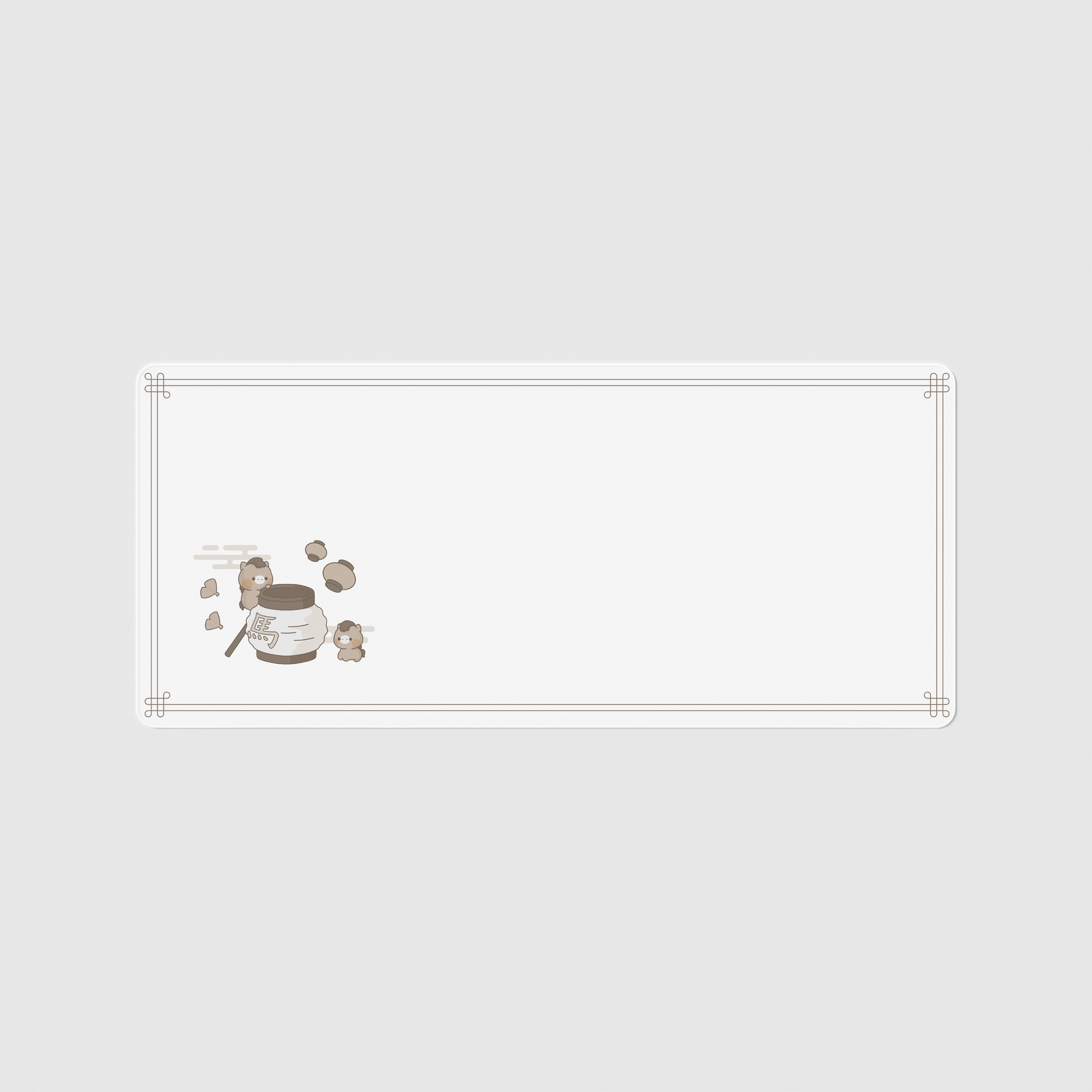 the 90x60cm standard edition year of the horse desk mat with edge-stitched trim.