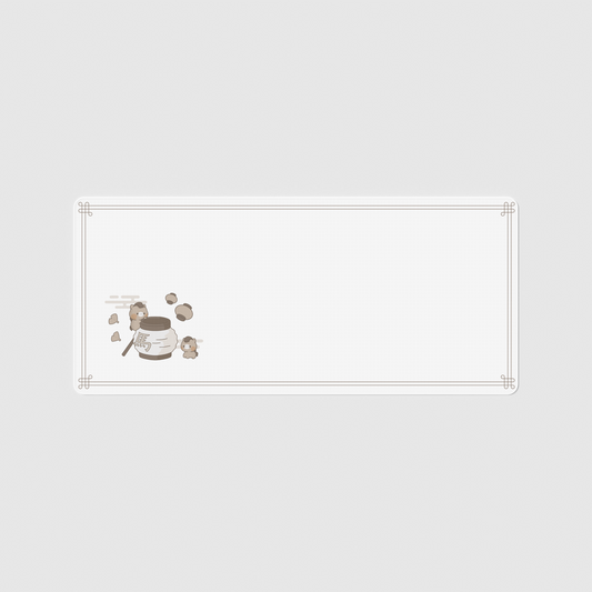 the 90x60cm standard edition year of the horse desk mat with edge-stitched trim.